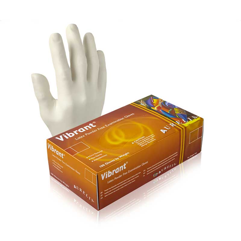 Aurelia VIBRANT Clear Powder Free Latex (100 Gloves) size M