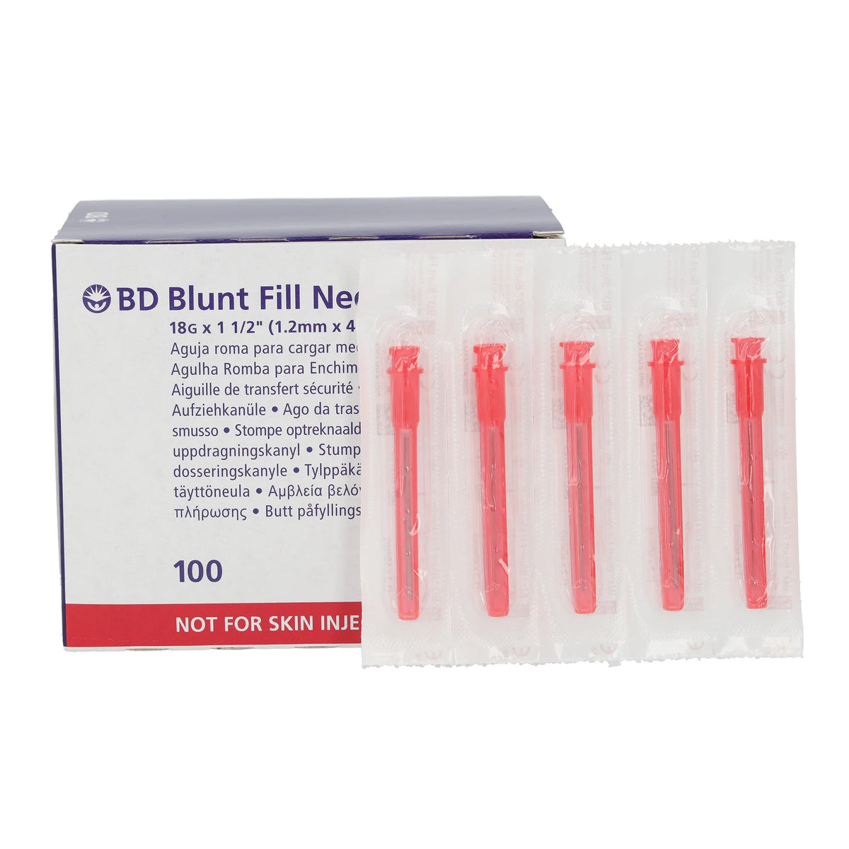 BD Blunt Fill Needle Red 18g x 40mm (1 1/2 inch) Box of 100