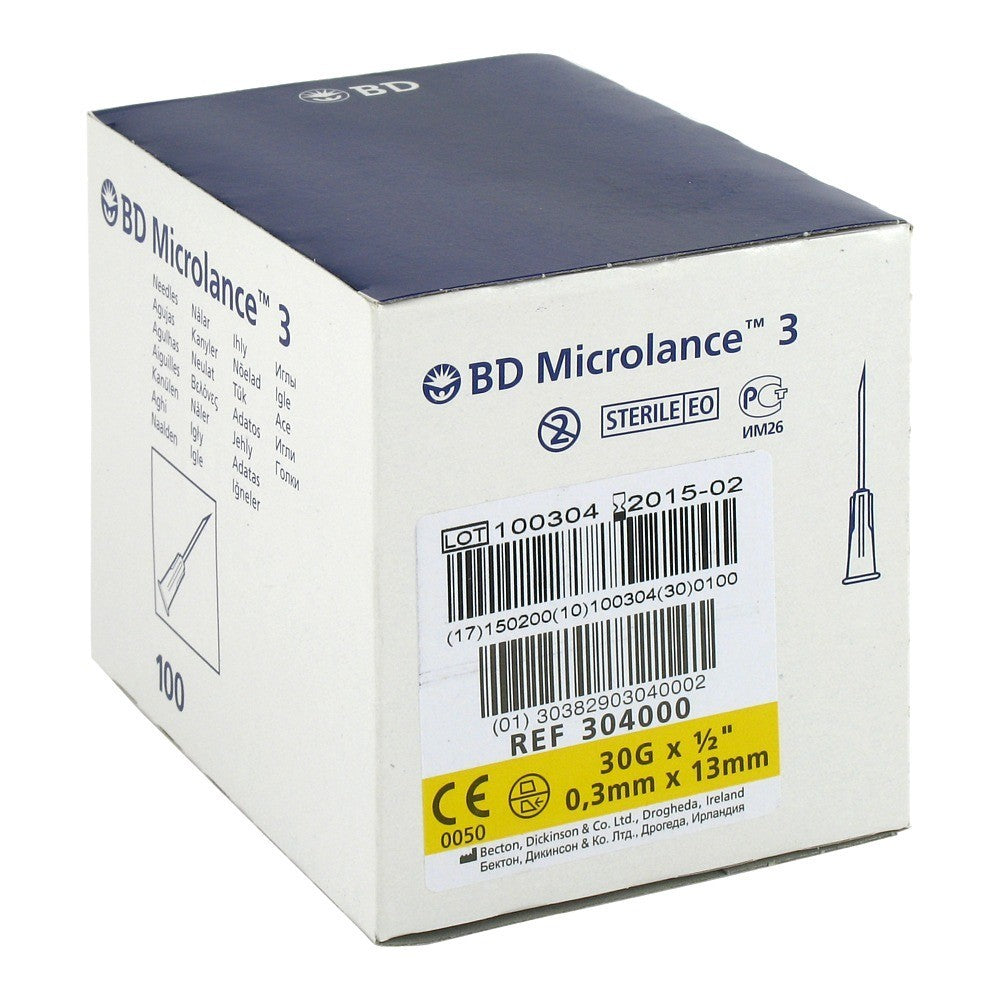 BD Microlance Needles Yellow 30g x 13mm (0.5 inch) Box of 100