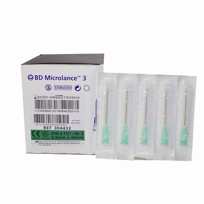 BD Microlance Needles Green 21g x 40mm (1.5 inch) Box of 100