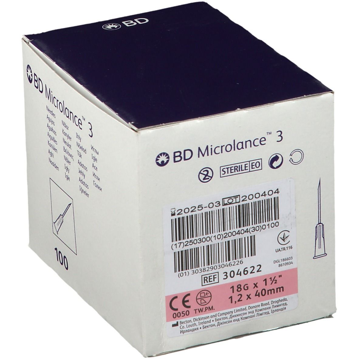 BD Microlance Needles Pink 18g x 40mm (1.5 inch) Box of 100