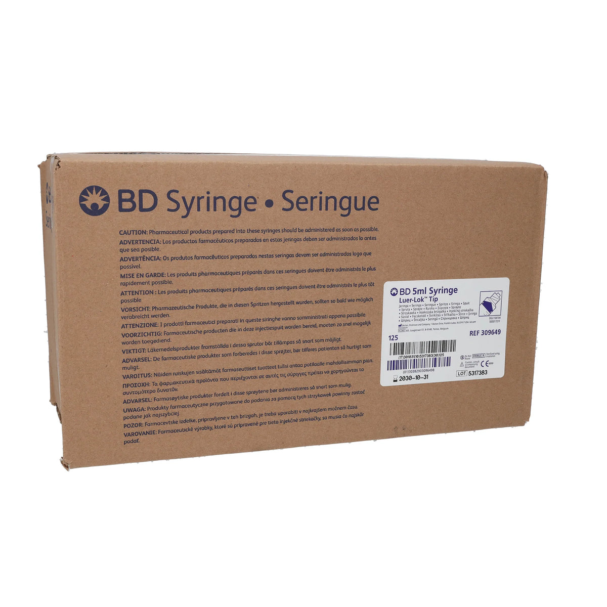 BD Plastipak Sterile Luer Lock Syringe 5ml (Box of 125)