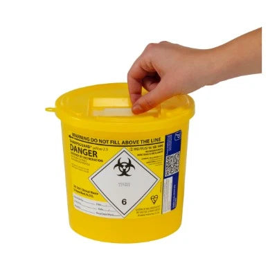 Sharpsguard Yellow Lid Container 2.5 Litres