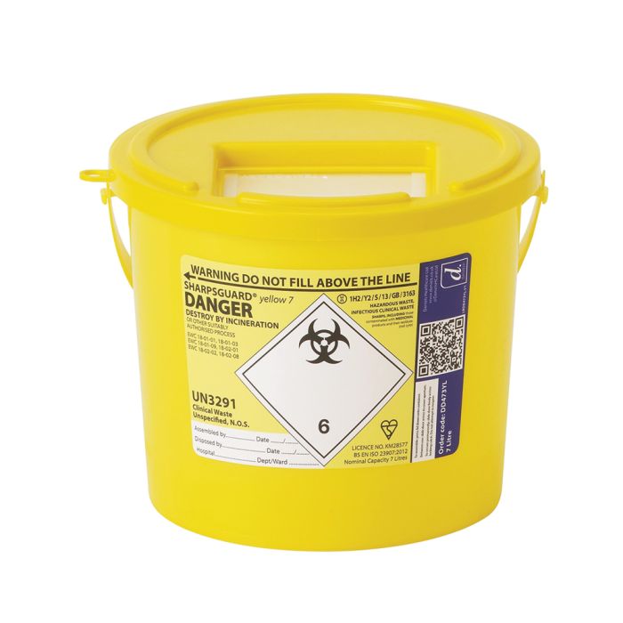 Sharpsguard Yellow Lid Container 7 Litres